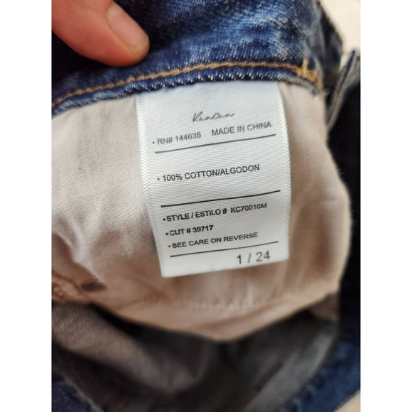 Kancan Womens Tapered Jeans Blue Distressed Pockets Whiskered Mid Rise Juniors 1 - Picture 7 of 7
